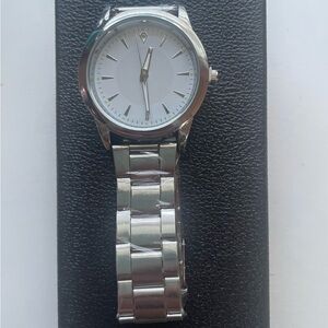 Classic Men’s Modernist Dress Watch – Silver Tone with Sunray Silver Dial (40MM)